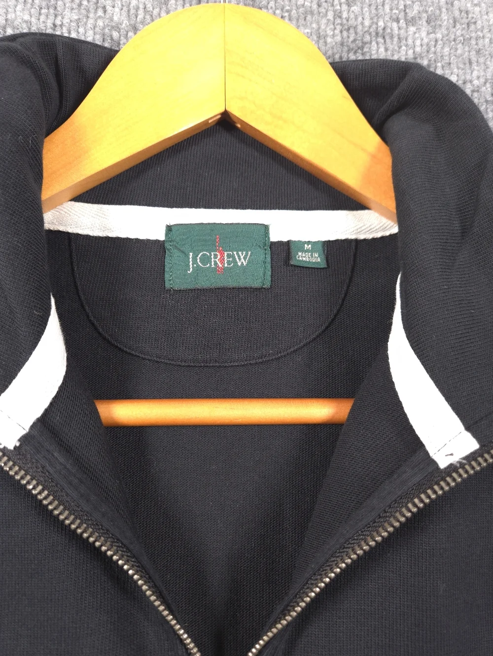 J.Crew Re-Imagined 100% Cotton QuarterZip Pullover Sweatshirt Black Men's Medium